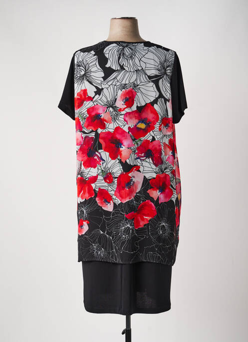 Robe mi-longue coupe fluide manches courtes noir FRANCE RIVOIRE femme