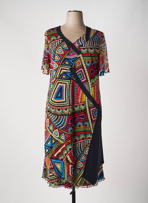 Robe mi-longue coupe fluide manches courtes noir JEAN DELFIN femme