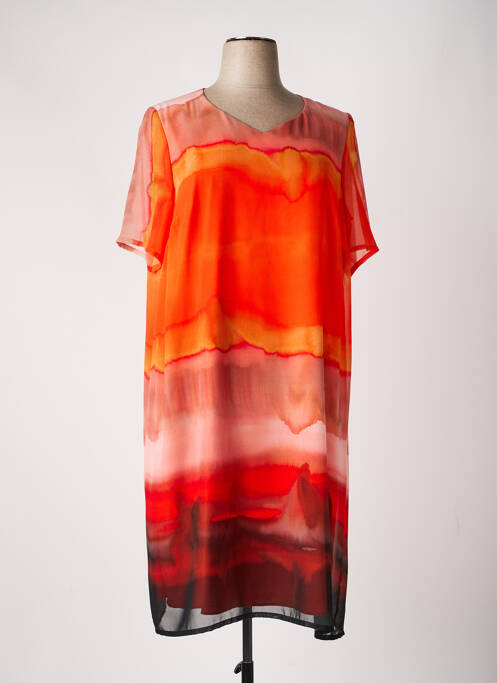 Robe mi-longue coupe fluide manches courtes orange JEAN DELFIN femme