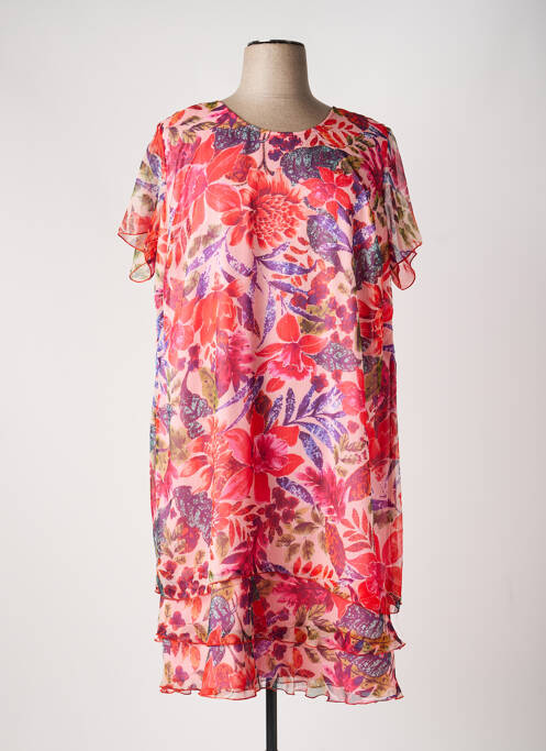 Robe mi-longue coupe fluide manches courtes orange TELMAIL femme
