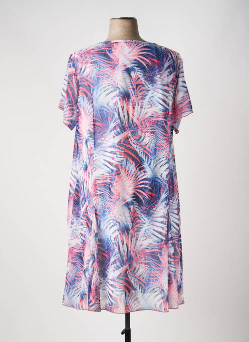Robe mi-longue coupe fluide manches courtes bleu PLURIELLES femme