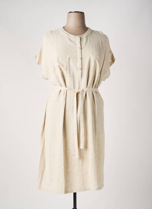 Robe mi-longue manches courtes manches courtes beige TELMAIL femme