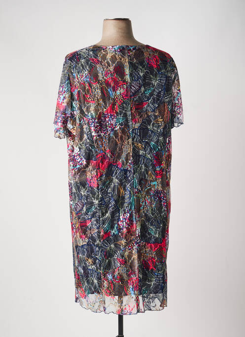 Robe mi-longue coupe fluide manches courtes noir GEVANA femme