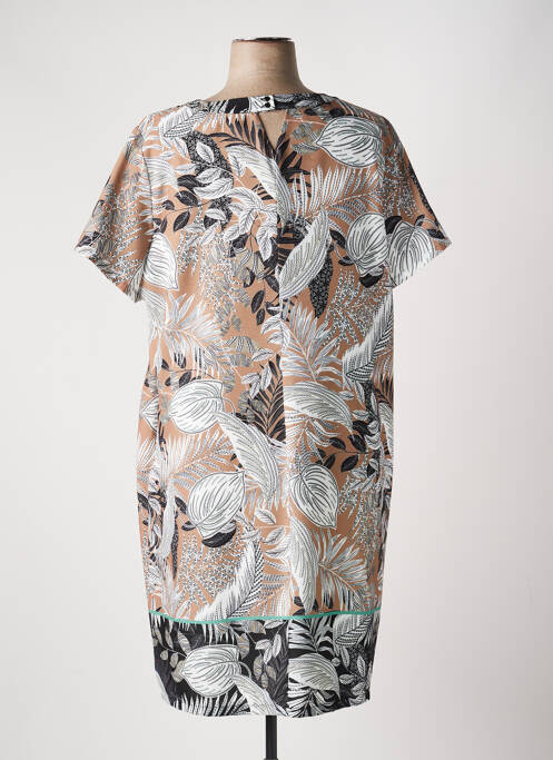 Robe mi-longue imprimé fleurs manches courtes marron DIANE LAURY femme