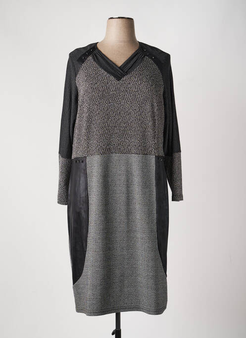 Robe mi-longue manches longues manches longues noir FRANCE RIVOIRE femme
