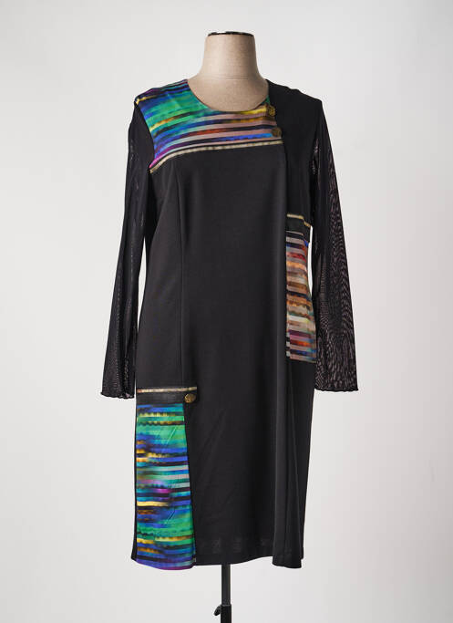 Robe mi-longue manches longues manches longues noir GEVANA femme