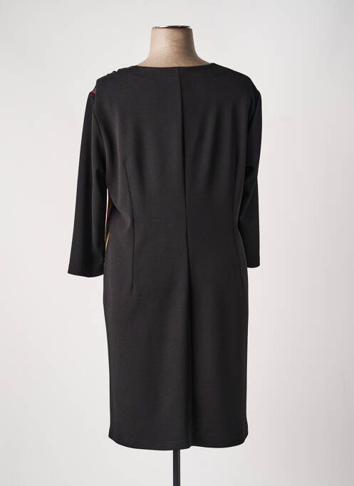 Robe mi-longue imprimé fantaisie manches longues noir GEVANA femme
