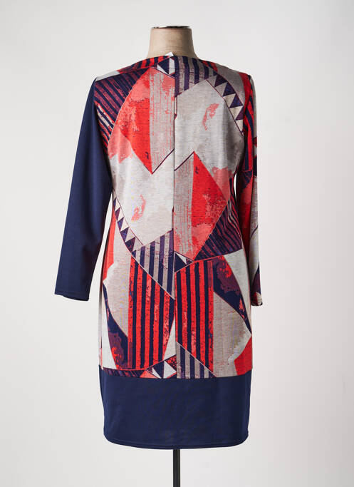 Robe mi-longue imprimé fantaisie manches longues bleu GEVANA femme