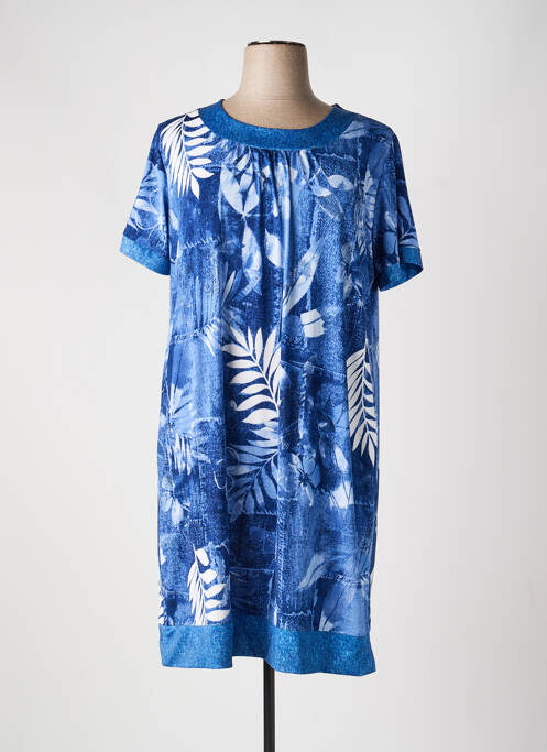 Robe mi-longue manches courtes manches courtes bleu PLURIELLES femme