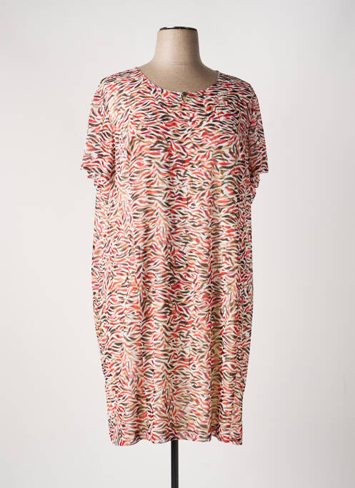 Robe mi-longue coupe fluide manches courtes orange GEVANA femme