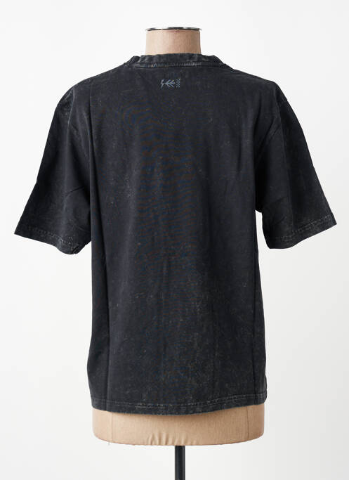 T-shirt sérigraphie floquée manches courtes noir ROSE GARDEN femme
