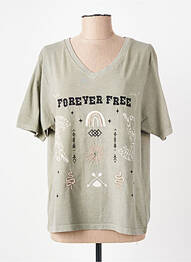 T-shirt coupe droite manches courtes vert ROSE GARDEN femme