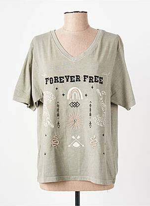 T-shirt coupe droite manches courtes vert ROSE GARDEN femme