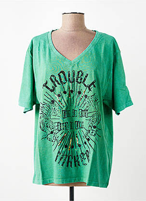 T-shirt coupe droite manches courtes vert ROSE GARDEN femme
