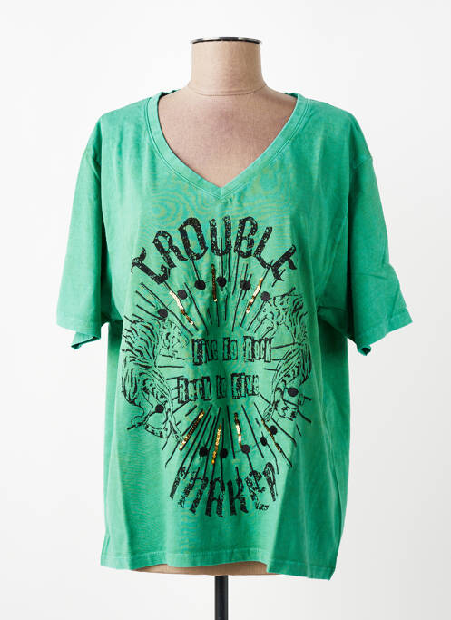 T-shirt coupe droite manches courtes vert ROSE GARDEN femme