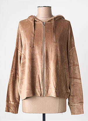 Veste casual col rond marron MAJESTIC FILATURES femme