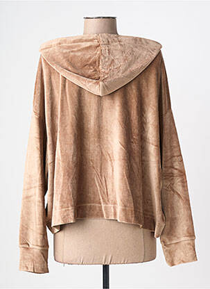 Veste casual col rond marron MAJESTIC FILATURES femme