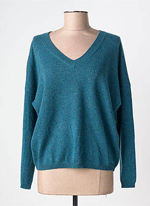 Pull tissage chiné manches longues bleu ABSOLUT CASHMERE femme