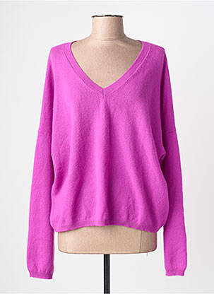 Pull tissage chiné manches longues rose ABSOLUT CASHMERE femme
