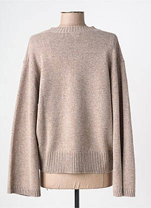 Pull tissage chiné manches longues marron MAJESTIC FILATURES femme