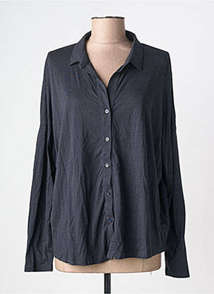 Chemisier coupe cintrée manches longues bleu MAJESTIC FILATURES femme