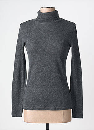 Pull col roulé tissage chiné manches longues gris MAJESTIC FILATURES femme