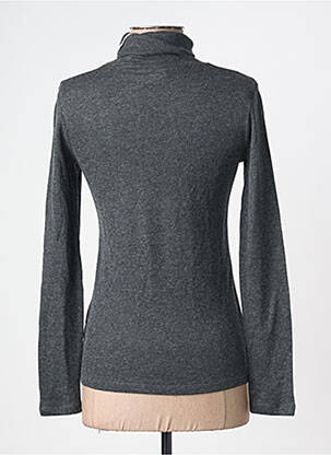 Pull col roulé tissage chiné manches longues gris MAJESTIC FILATURES femme