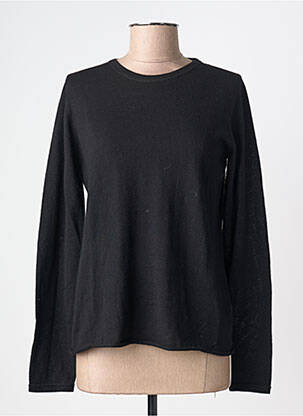 Pull coupe cintrée manches longues noir MAJESTIC FILATURES femme