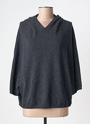 Pull tissage chiné manches 3/4 gris MAJESTIC FILATURES femme