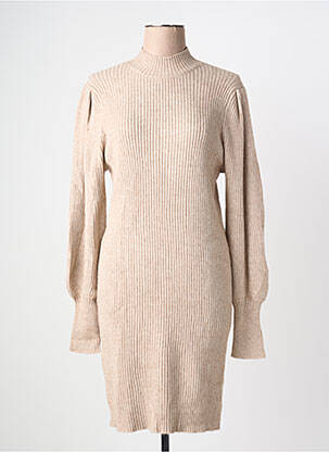 Robe pull tissage chiné manches longues beige ONLY femme