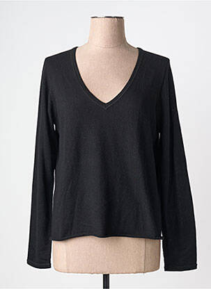 Pull stretch manches longues noir MAJESTIC FILATURES femme