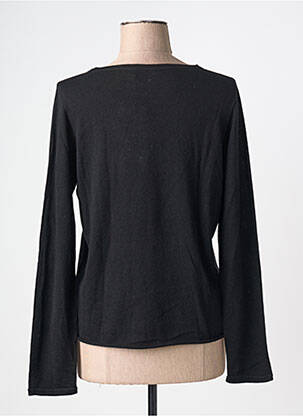 Pull col v manches longues noir MAJESTIC FILATURES femme