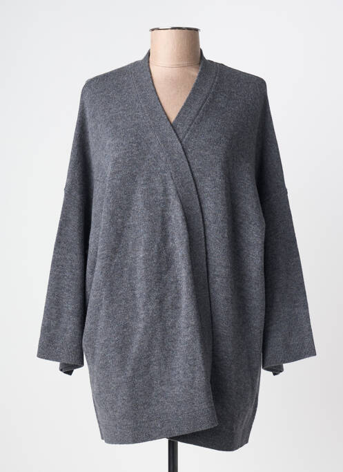 Gilet manches longues resserrée sur le bas gris MAJESTIC FILATURES femme