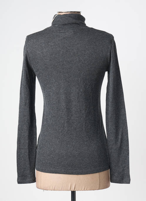 Pull col roulé tissage chiné manches longues gris MAJESTIC FILATURES femme