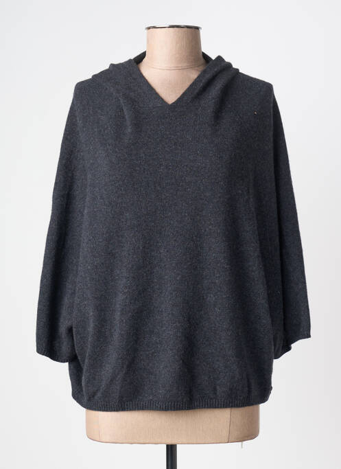 Pull tissage chiné manches 3/4 gris MAJESTIC FILATURES femme