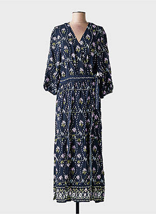 Robe longue imprimé fantaisie manches 3/4 bleu BA&SH femme