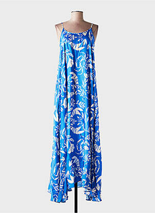 Robe longue manches bretelles ajustables fines bretelles bleu FRNCH femme