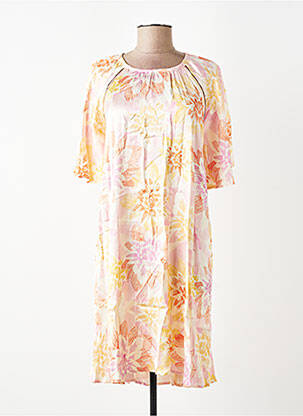 Robe mi-longue imprimé fantaisie manches courtes rose FRNCH femme