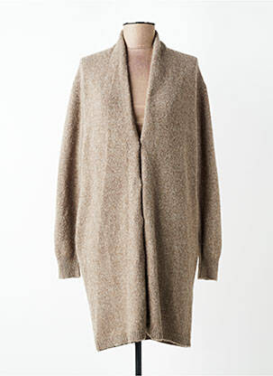 Gilet manches longues fermeture boutonnée sur le devant marron MAJESTIC FILATURES femme