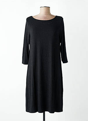 Robe mi-longue manches longues manches longues noir MAJESTIC FILATURES femme
