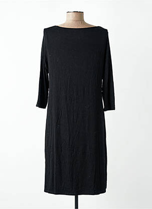 Robe mi-longue manches longues manches longues noir MAJESTIC FILATURES femme