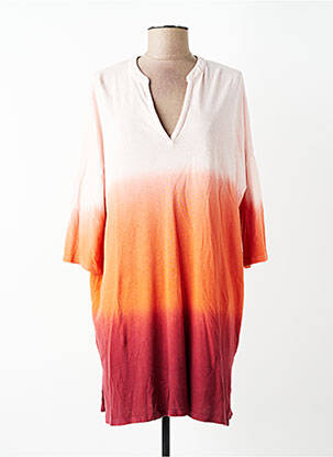 Robe mi-longue manches 3/4 manches 3/4 orange MAJESTIC FILATURES femme