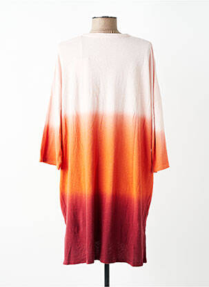 Robe mi-longue manches 3/4 manches 3/4 orange MAJESTIC FILATURES femme