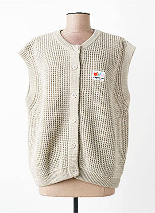 Gilet manches courtes fermeture boutonnée sur le devant beige AMERICAN VINTAGE femme