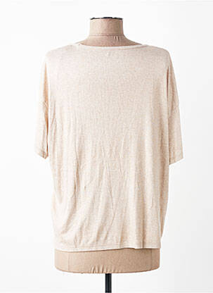 T-shirt coupe droite manches courtes beige MAJESTIC FILATURES femme