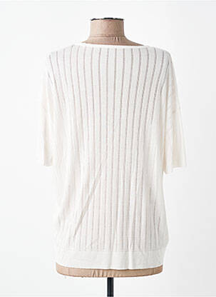Pull coupe cintrée manches courtes blanc MAJESTIC FILATURES femme