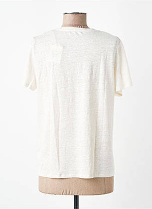 T-shirt col v manches courtes beige MAJESTIC FILATURES femme