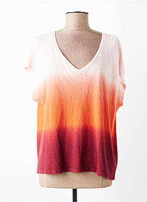 T-shirt coupe droite manches courtes orange MAJESTIC FILATURES femme