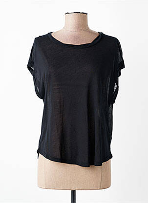 T-shirt coupe droite manches courtes noir MAJESTIC FILATURES femme
