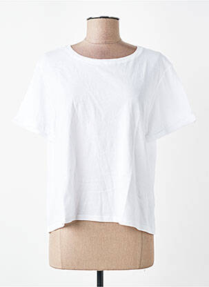 T-shirt coupe droite manches courtes blanc MAJESTIC FILATURES femme
